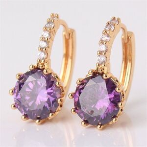 ✨2xHP✨Cubic Zirconia Gold Round Purple Earrings✨